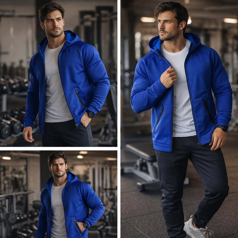Nike Therma Sphere Max Dri-FIT Hoodie Blue Full Zip Training Men’s L